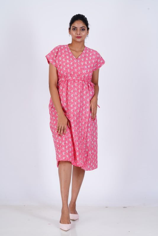 Image of MENMAII Wrap Dress [Size - L- 4XL ] - Full Open Multipurpose Night Gown -a Kind of Adaptive Clothing with Pocket for Women