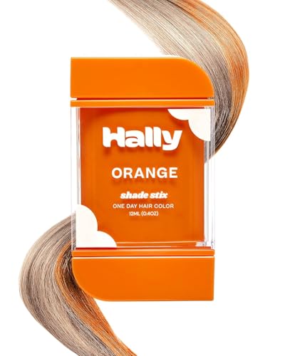 Hally Hair Temporary Hair Color Shade Stix (Orange) - Hair Makeup Accessories for Kids Teens & Adults - 12 ml Washable Hair Chalk & Dye for Festivals Sporting Events & Parties