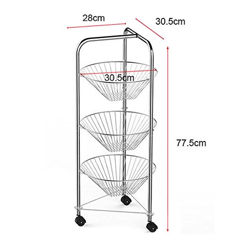 3Tier Kitchen Storage Trolley Cart Fruit Vegetable Rack Shelving Unit