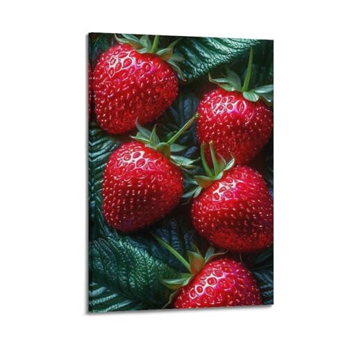 Poster fraises rouges ZHOUKEG 50x75 cm rideau artistique pour mur vide