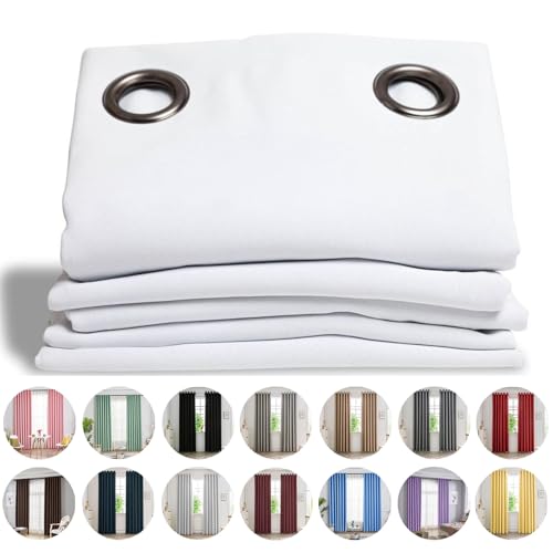 NINGBAI Rideau Occultant à Oeillets 50 x 160 cm Isolant Anti Froid Lumiere Bloquer Anti Chaleur, Anti-UV Rideau Occultant Thermiques à Oeillets pour Maison Chambre Fenetre, Blanc
