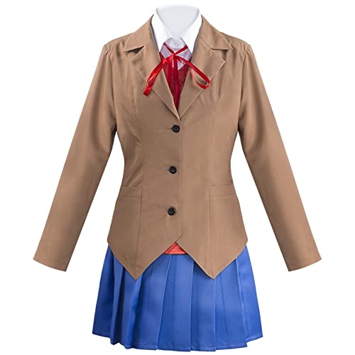 Disfraz de Anime d-oki d-ki lite-rature cl-ub mo-nika, disfraz de uniforme escolar, trajes JK, trajes de fiesta de Halloween (Color : A, Size : S) Cover