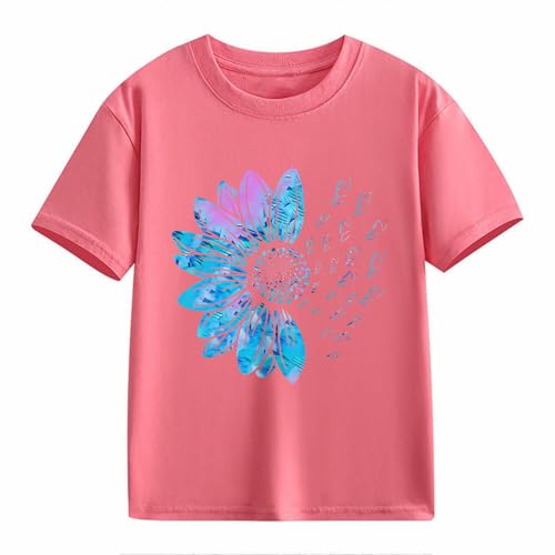 Girls Flower Graphic Tees Short Sleeve Cute Aesthetic T-Shirt for Kids Preppy Trendy Soft Tween Crewneck Blouse2
