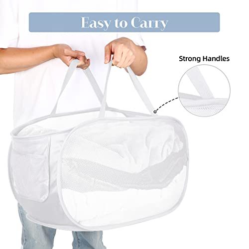 Image of 4 Pack Collapsible Laundry Baskets, Foldable Laundry Basket with Pocket, Durable Mesh Pop Up Hampers, Reinforced Handles Dirty Clothes Hamper for Laundry, Bedroom, Bathroom, Dorm, Travel or Camping
