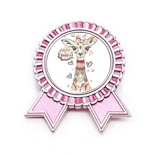 Pin's girafe rose Winner Award en métal M pour customiser une veste en jean