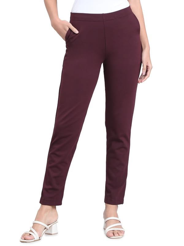 Image of GO COLORS Ponte Smart Kurti Pants Full Length for Women | Breathable, Mid Rise