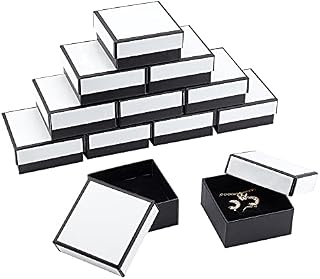 NBEADS 16 Pcs Cardboard Jewelry Boxes, White Paper Boxes Set Gift Boxes with Sponge Mat for Bracelet Necklace Earring Pendants Jewelry, 7.7x7.7x3.6cm