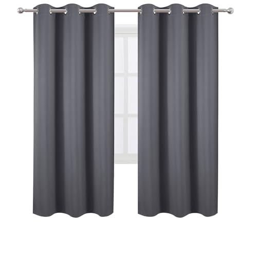 Image of LEMOMO Grey Blackout Curtains 42 x 72 Inch Length /Set of 2 Curtain Panels /Thermal Insulated Room Darkening Blackout Curtains for Bedroom