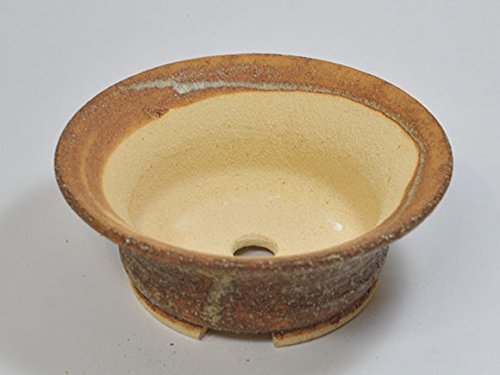 盆栽妙 信楽焼 盆栽鉢 4号 つづみ型 幅11.5cm×奥行き11.5cm×高さ5.5cm 陶器製 植え替えキット付き 30150A1189