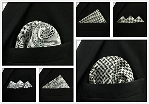 S&W Shlax&Wing B06XDF3H9C Shlax&Wing 5 Pieces Assorted Mens Silk Pocket Square Handkerchiefs Set 22 thumb #2