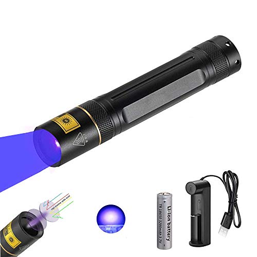 Linterna UV 365nm, WESLITE Linterna Ultravioleta Profesional Luz Negra UV con Vidrio de Filtro Negro para Pegamento UV Curado de Fluorescencia Escorpiones Rocas Mineral que Brilla Intensamente