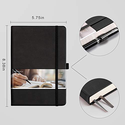 Emshoi Graph Paper Notebook - 256 Pages A5 Graph Notebook/Journal, Hard Cover, 120Gsm Thick Paper, Smooth Pu Leather, Inner Pocket, 5.75'' × 8.38''-Black #TOP3
