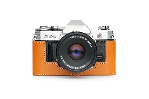 Housse en cuir Canon AE-1 étui protection vintage marron sable