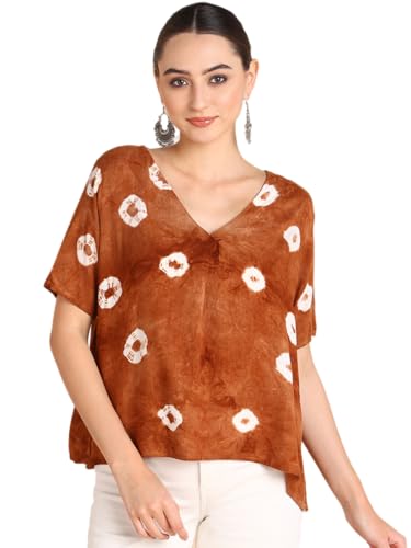 Image of Maaesa Hand Dyed Half Sleeves Rayon Top
