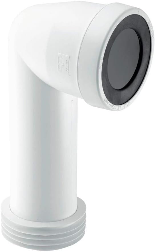 Mcalpine Wc-Con8E 90 Degree Bend Adjustable Length Extended Inlet Rigid Wc Connector, White