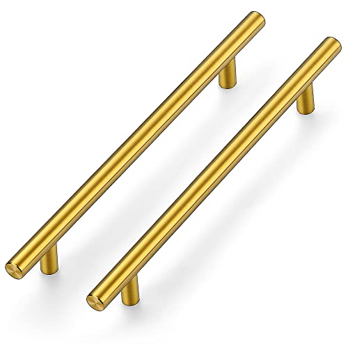 Image of Ravinte 10 Inch Cabinet Handles Brushed Brass Drawer Pulls Stainless Steel Kitchen Cabinet Hardware Cabinet Pulls 10 inch Length,7-1 /2 inch Hole Center|1 Pack