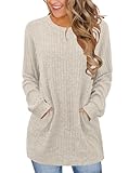 JomeDesign Womens Tunic Tops to Wear with Leggings Long Sleeve Lightweight Sweaters Apricot XXL