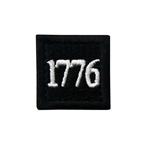 1776 American Independence Emblem Tactical USA Morale Embroidered Applique Fastener Hook&Loop Patch - Black