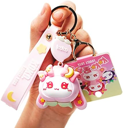 YOU WIZV Cute Kawaii Accessories Anime Keychain Adorable Keychain Peach Star-Moon-Rabbit Keyring Key Purse Handbag Car Charms