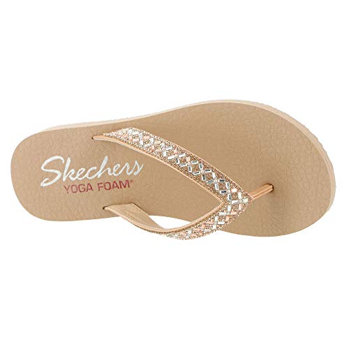 Skechers Cali Women's womens Meditation - Lotus Bae Flip Flop, Rose Gold, 8 US