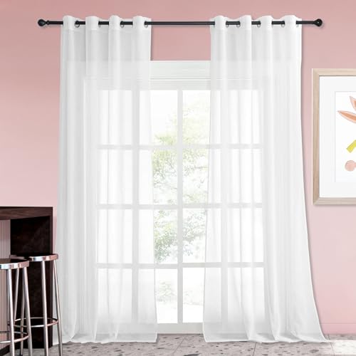 Voilage à oeillets semi transparent blanc 480x235 cm fluide - 2