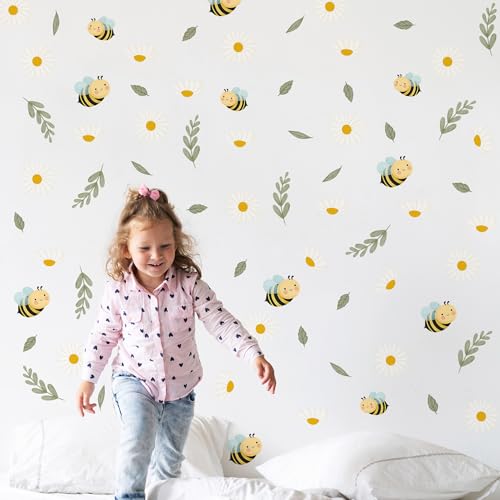 Vinilos decorativos Daisy and Bee para pared, flores y abejas miniatura 3
