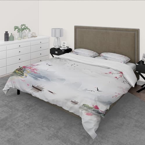 Housse de couette avec fermeture éclair blanche lit style chinois - 3