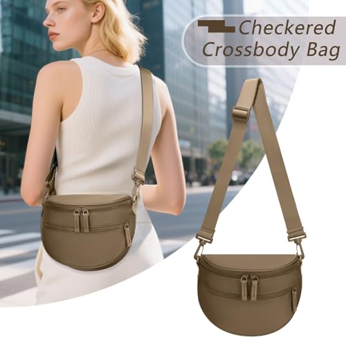 YFGBCX Checkered Bum Bags for Women Checkered Crossbody Bag Purse Spacious Nylon Sling Bags Bum Purse3