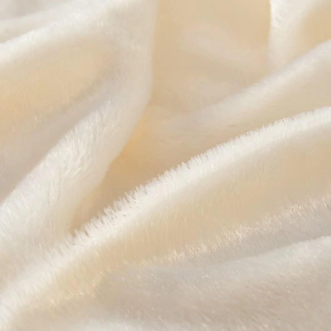 YUSOKI Cream White King Faux Fur Blanket,2 Layers,90"x104",Without Pillows Big Soft Plush Fuzzy Large Warm Fluffy Blanket for Bed - Image 5