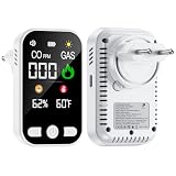 Rilevatore di Monossido di Carbonio e Gas 4 in 1, Rilevatore Gas Combustibile con Display LCD a Colori, Batteria Ricaricabile e Doppio Allarme, per Casa, Cucina, Camper e Appartamento