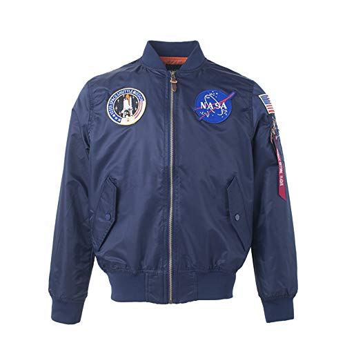 Image of CORIRESHA Mens NASA Embroidery Badge Slim Fit Bomber Jackets Zipper Windbreaker