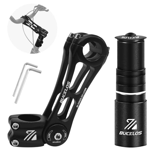 BUCKLOS Adjustable Bike Stem Mountain Bike Stem Riser Extender 31.8mm Handlebar Stem Adjustable 80 Degree 28.6mm Stem Extender for MTB/Road/E-Bikes/BMX