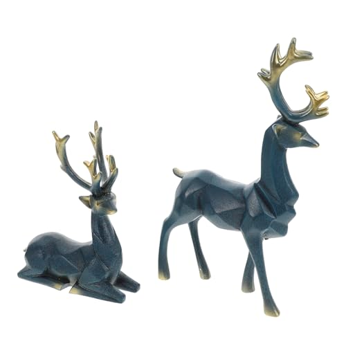 VICASKY 2stücke Kunstharz Rentierstatue Moderne Heimdekoration Rentierfigur Für Wohnzimmer Schlafzimmer Büros Tischdekoration Mit Rentiermotiv Kleine Hirschfigur Raumdekoration Elchfigur a