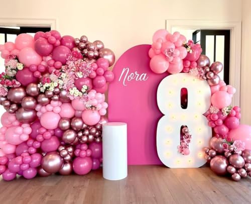 Image of Pink Balloons Garland Arch Kit 170pcs, Hot Pink Metallic Pink Shades of Pink Valentine's Day Balloons for Birthday Wedding Princess Theme Engagements Baby Shower Party Decorations