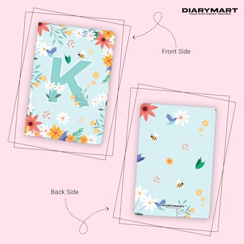 Image of Initial K Premium Soft Bound Notebook Diary for Girls and Women (B6, 90 GSM, 160 Ruled Pages) Floral Design Notebook Journal Diary