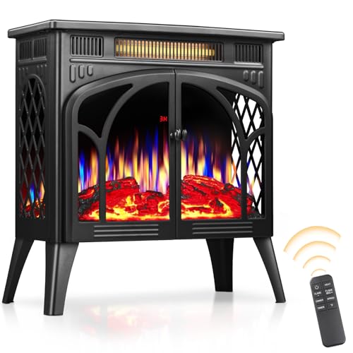 Xbeauty Electric Fireplace-Fireplace Stove with 3D Flame Effect Freestanding Electric Fireplace Heater Portable Electric Fireplace Heater Indoor Electric Stove Heater with Remote Control ,Black