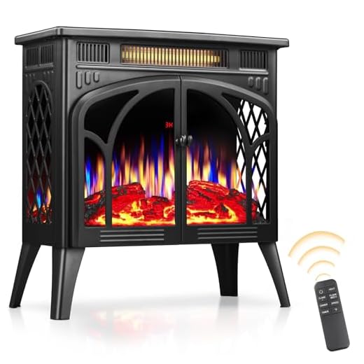 Xbeauty Electric Fireplace-Fireplace Stove with 3D Flame Effect Freestanding Electric Fireplace Heater Portable Electric Fireplace Heater Indoor Electric Stove Heater with Remote Control ,Black