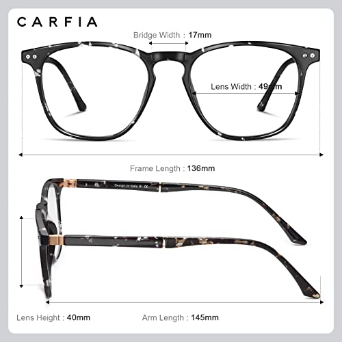 Image of CARFIA Blue Light Blocking Glasses - Anti-Fatigue Computer Gaming Glasses Prevent Headaches Lightweight Eyeglasses Frame