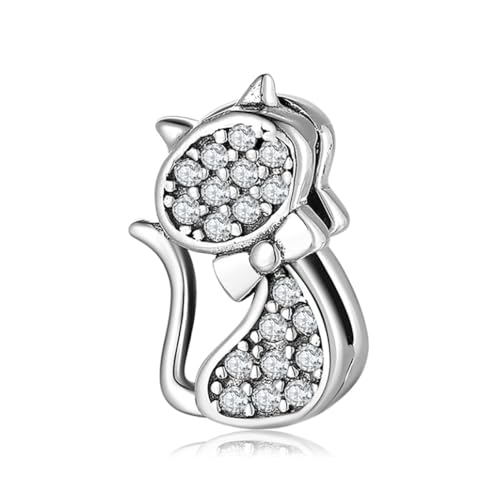 Initial A Z Letter Charm Alphabet Beads Reflexion Charms 925 Sterling Silver Reflexions Heart Dangle Clip Charm Birthday Bracelets (Cat Charm)