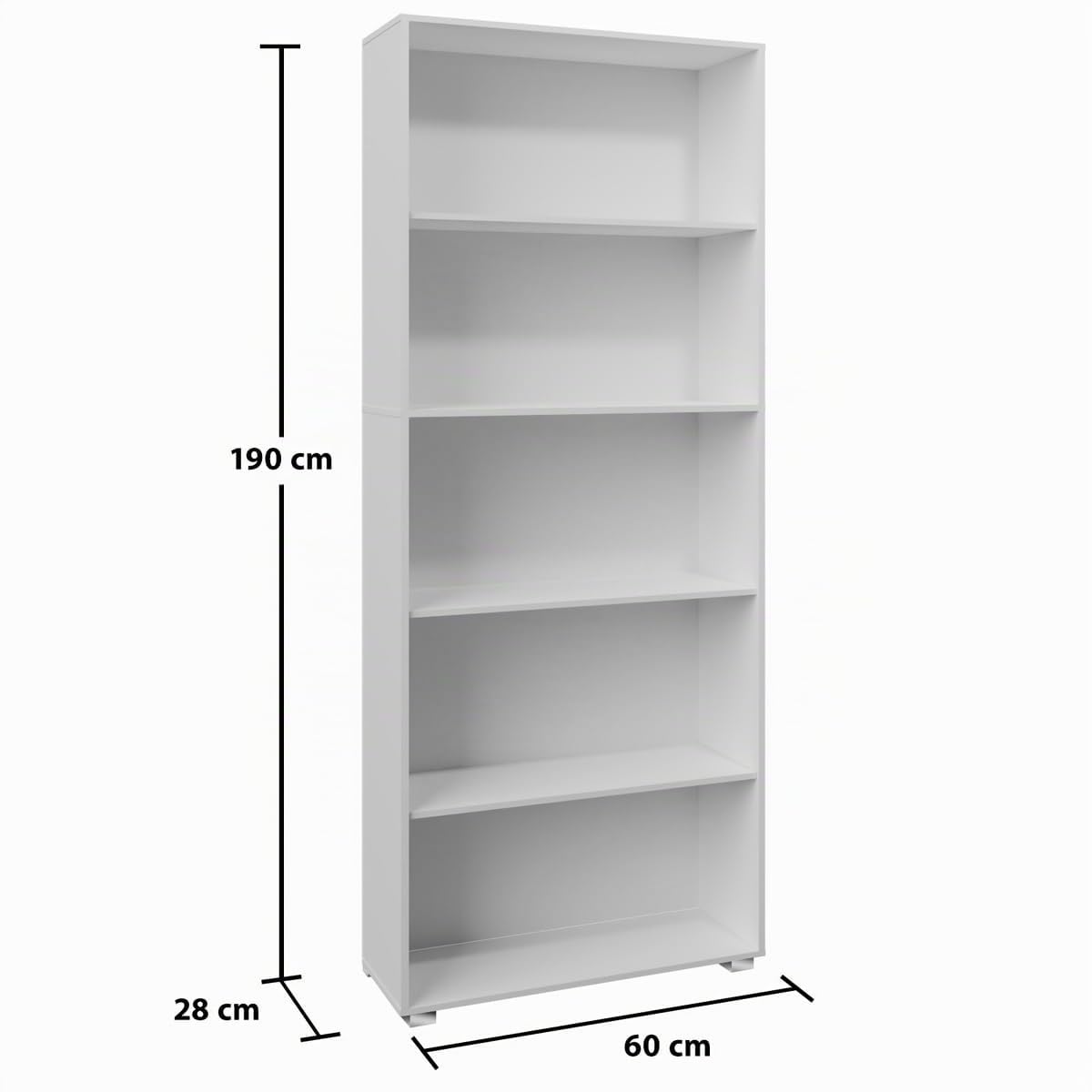 Casaria® Libreria Scaffale Vela 190cm 5 Ripiani Mobile Archiviazione Documenti Ufficio Soggiorno