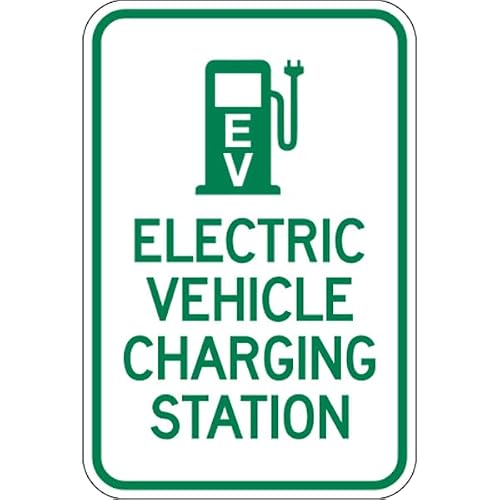 Electric Vehicle Charging Station Parking Metal Tin Sign, 8x12 Inch EV Charging Parking Sign for Parking Garage, Apartment Complex, Commercial Property