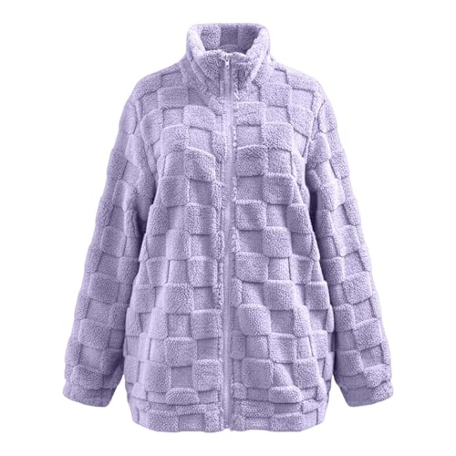 Veste polaire zippée à col montant et motif carreaux pour homme