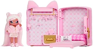 Na Na Na Surprise 3-in-1 Backpack Bedroom Playset with Fashion Doll - REENA DE LA ROSA - Includes Fuzzy Pink Kitty Backpack with Cat Ears and Closet with Pillows & Blanket - For Kids, Ages 5+ Years