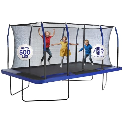 Upper Bounce 14 ft Rectangle Trampoline Set with Top-Ring Enclosure Net, Outdoor Backyard...