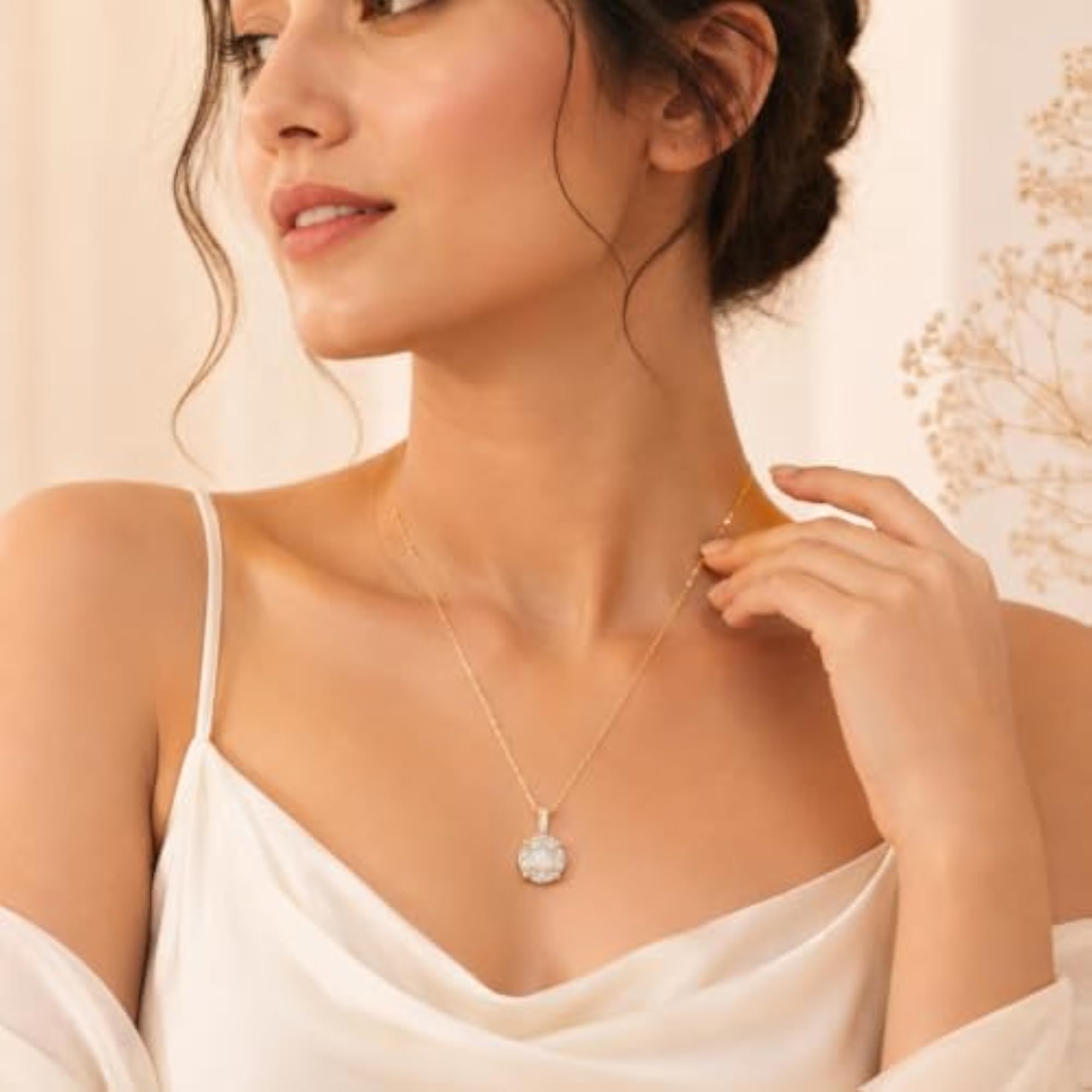 Women's 18K Gold Plated Solitaire Crystal Necklace