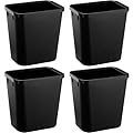 Halyuhn Black Small Trash Can 4Pack, 2Gallon/8 L Plastic Office Trash Can Garbage Can Under Desk, Trash Cans for Bedroom, Office and Kitchen, Bathroom Trash Can Fits Narrow Space, Plastic Trash Can