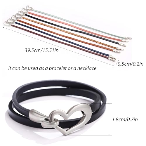 Long tiantian Boho Leather Bracelets for Women Cowgirl Western Jewelry for Women Cowboy Chic Outfits for Womens Layered Heart Bangle Cuff Bracelets Western Outfit4