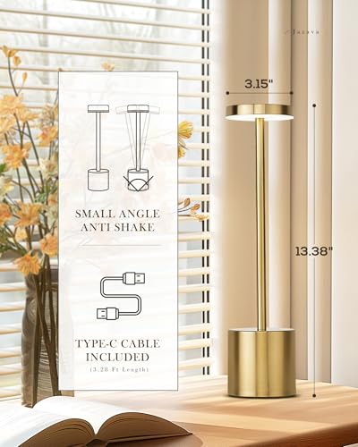 Jazava TL01BG-2PK Cordless Desk Lamp, Polished Gold Led Table Lamp thumb #4