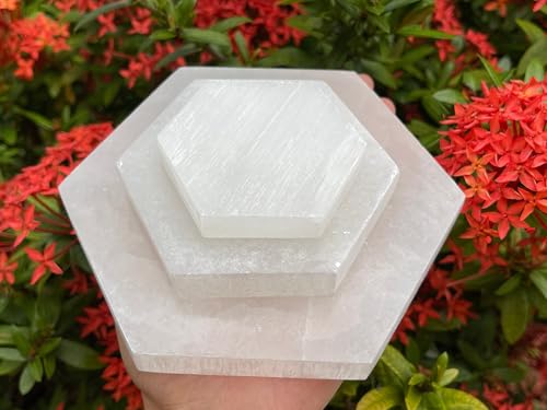 Plato de Selenita Hexagonal de 3" GAF TREASURES miniatura 2