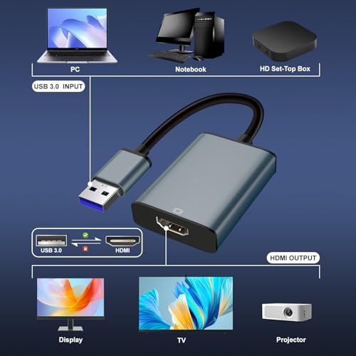 Adaptador USB a HDMI soluciona pantalla pequeña con cable multimonitor pc 4